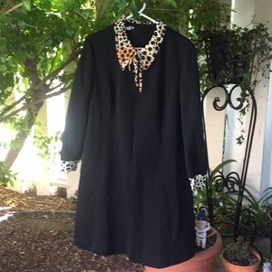 Vintage Leopard Goth Dress with Collar and Bow